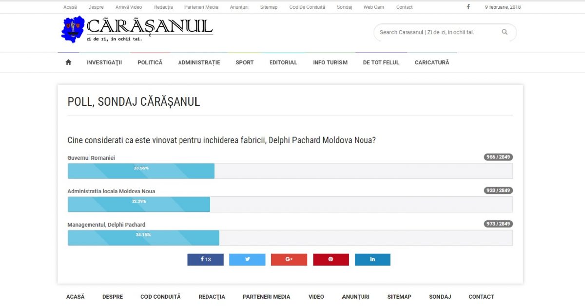 Delphi Pachard Moldova Nouă în sondaj!