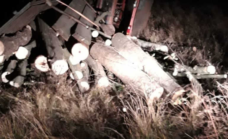 S-a răsturnat cu tractorul încărcat cu lemne, cel mai probabil tăiate ilegal