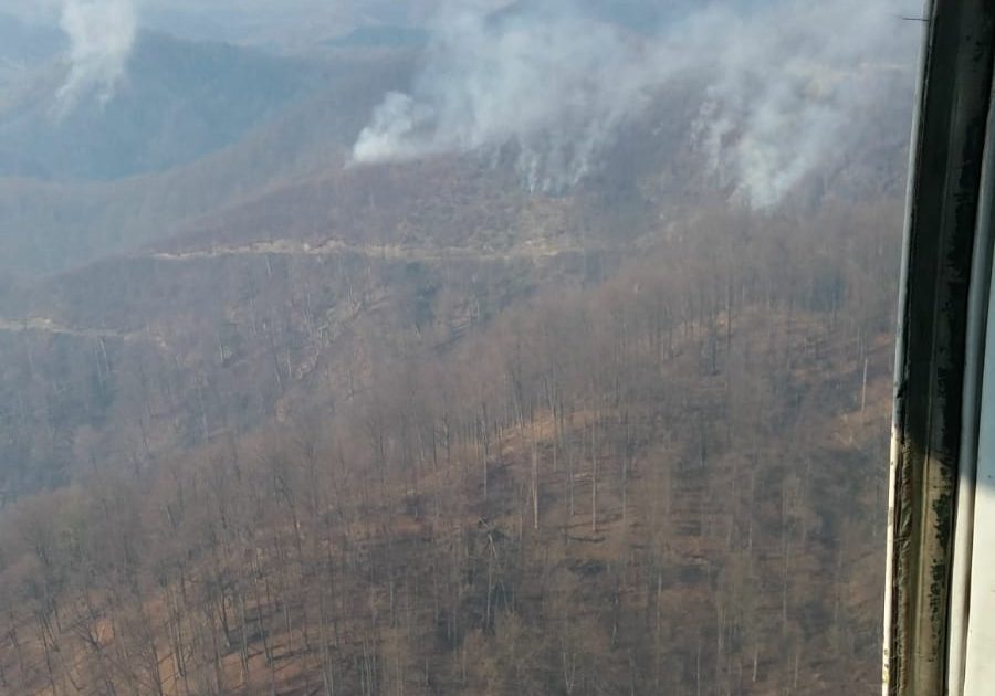 Puternic incendiu de vegetație în zona Băuțar, intervenția se face și cu elicoptere