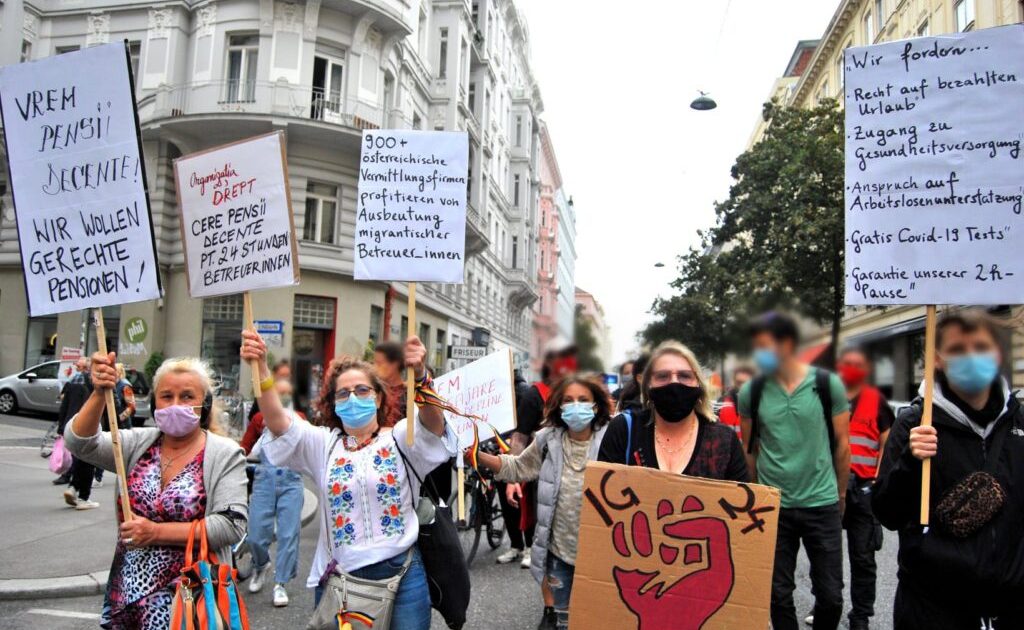 Ingrijitoarele românce din Austria nu mai vor statut de ‘Gewerbe’ !Protest amplu la Viena pentru noi drepturi!