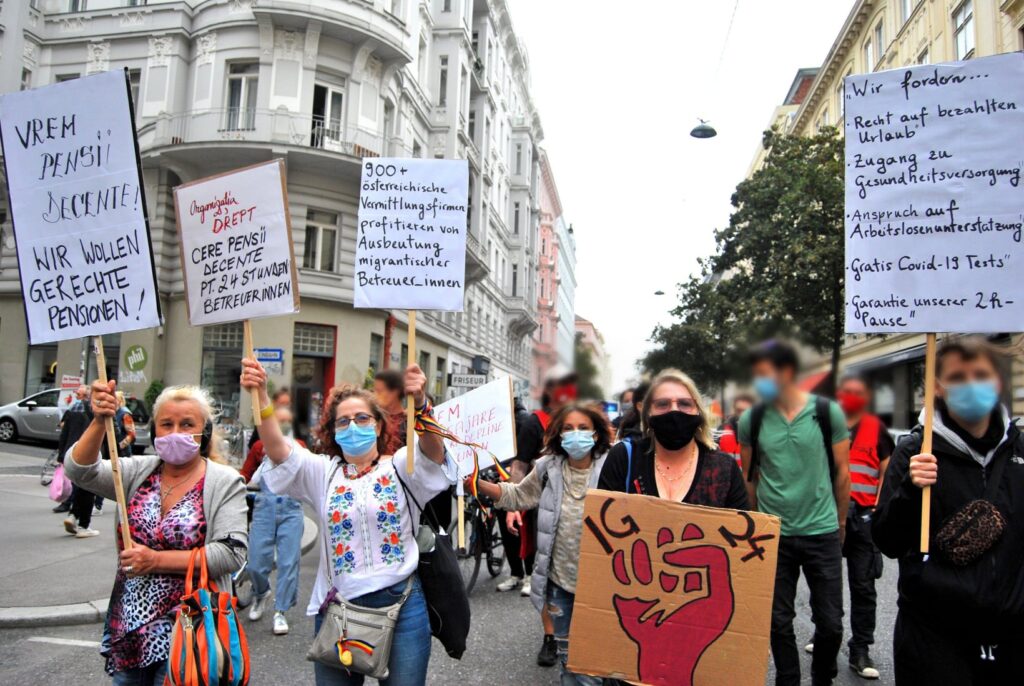 Ingrijitoarele românce din Austria nu mai vor statut de ‘Gewerbe’ !Protest amplu la Viena pentru noi drepturi!