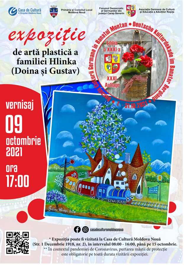 Expoziție de artă plastică a familiei Hlinka (Doina și Gustav) la Casa de Cultură Moldova Nouă!