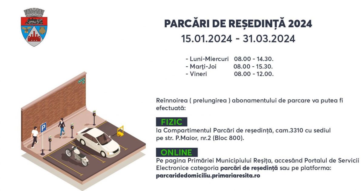 RESITA. PLATESTE-TI TAXA ANUALA DE PARCARE! GRABESTE-TE!