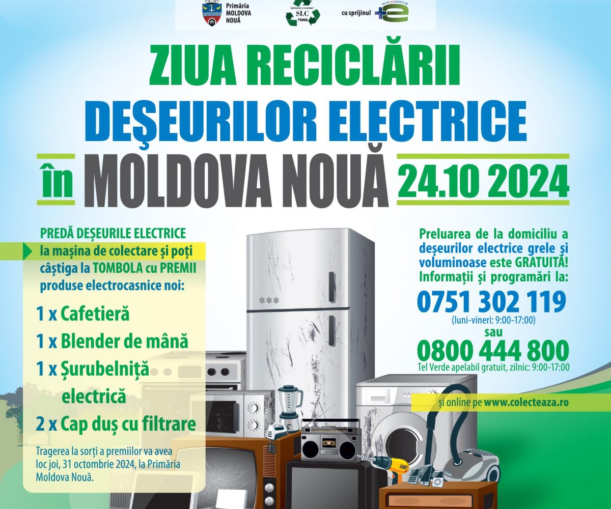 Reciclează și câștigă! Cafetieră, blender și alte surprize te așteaptă la „Ziua reciclării” în Moldova Nouă