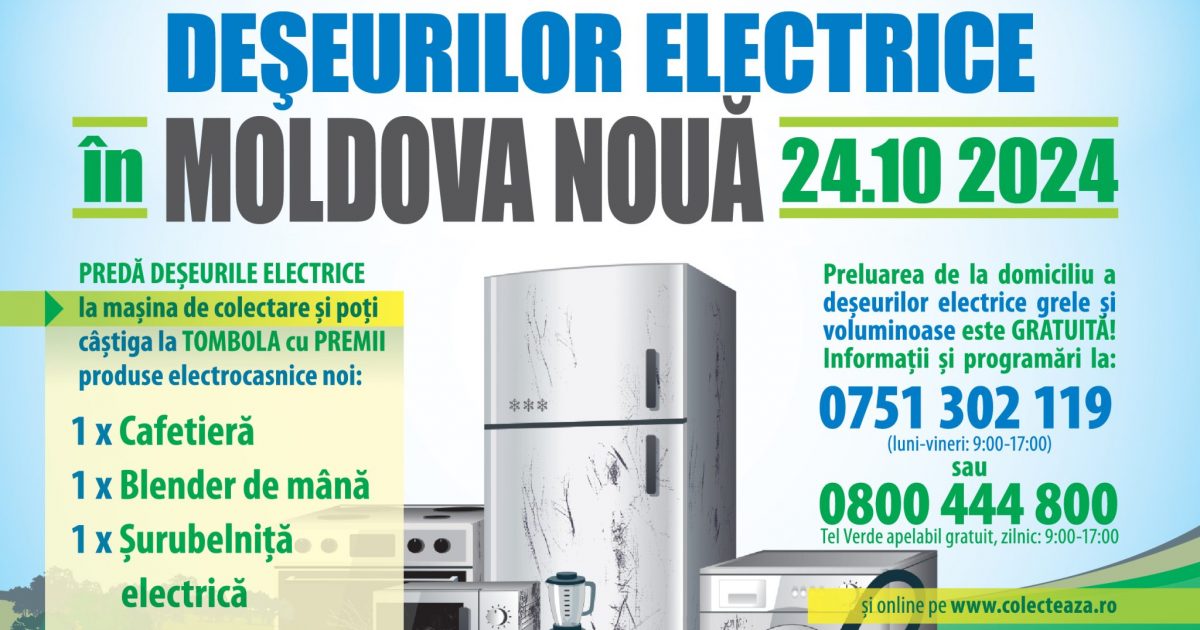 Reciclează și câștigă! Cafetieră, blender și alte surprize te așteaptă la „Ziua reciclării” în Moldova Nouă