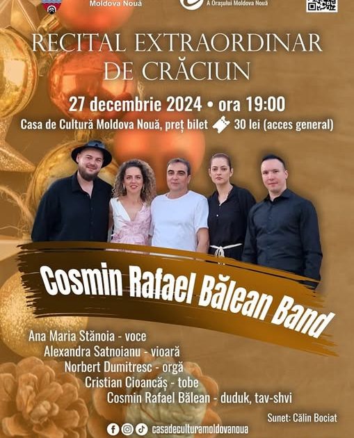 "Magia Muzicii” la Moldova Nouă: Cosmin Rafael Bălean și invitații săi, într-un recital de poveste