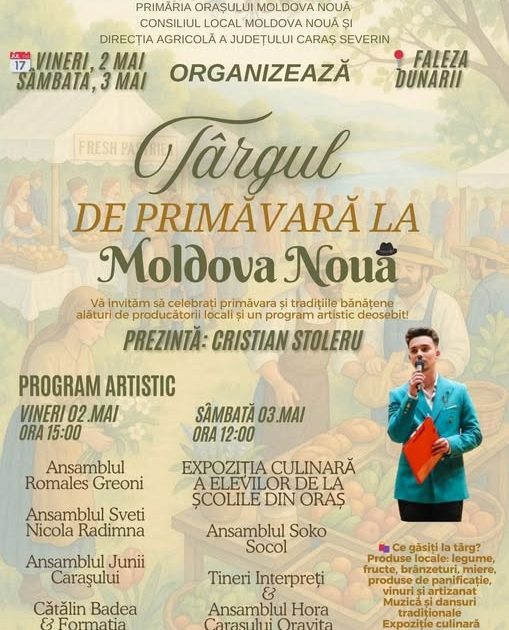  Sărbătoare pe faleza Dunării! „Târgul de Primăvară” vă așteaptă la Moldova Nouă, pe 2 și 3 mai!
