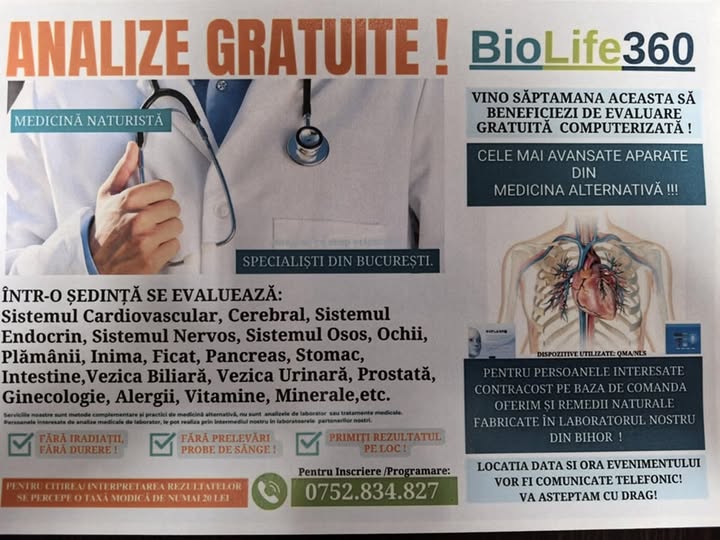 Două zile dedicate sănătății tale – Analize gratuite în Moldova Nouă!