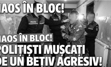 SCANDAL MONSTRU ÎN BOCȘA! Trei polițiști, MUȘCAȚI ca de un animal sălbatic de un bărbat turbat care a distrus un local și a terorizat o femeie!