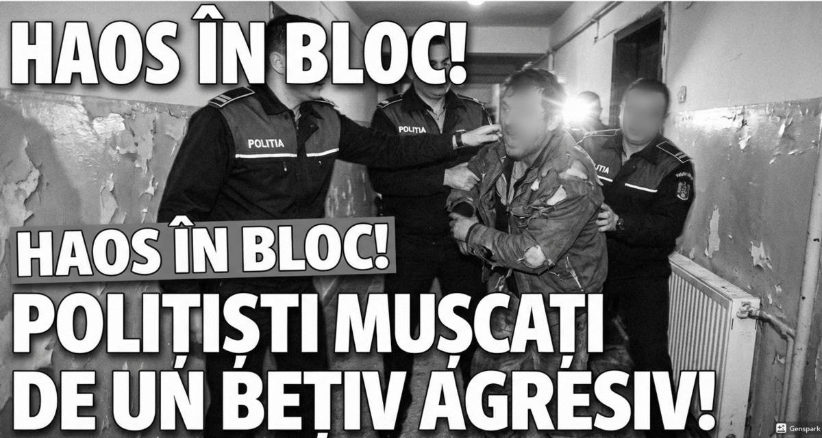 SCANDAL MONSTRU ÎN BOCȘA! Trei polițiști, MUȘCAȚI ca de un animal sălbatic de un bărbat turbat care a distrus un local și a terorizat o femeie!